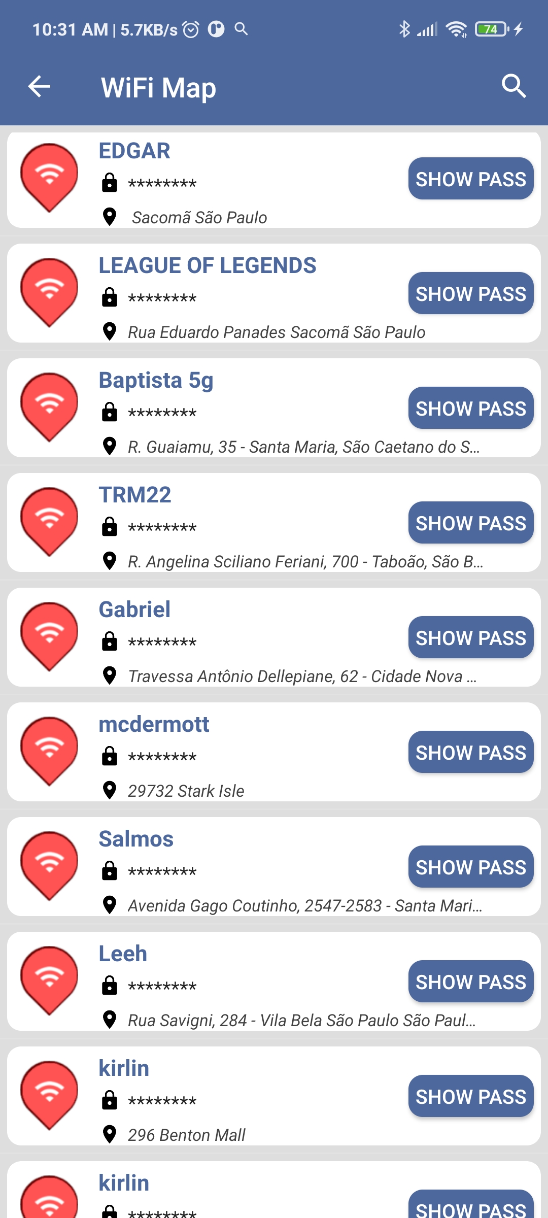 اسکرین شات 2 برنامه WiFi Finder Passwords - Map