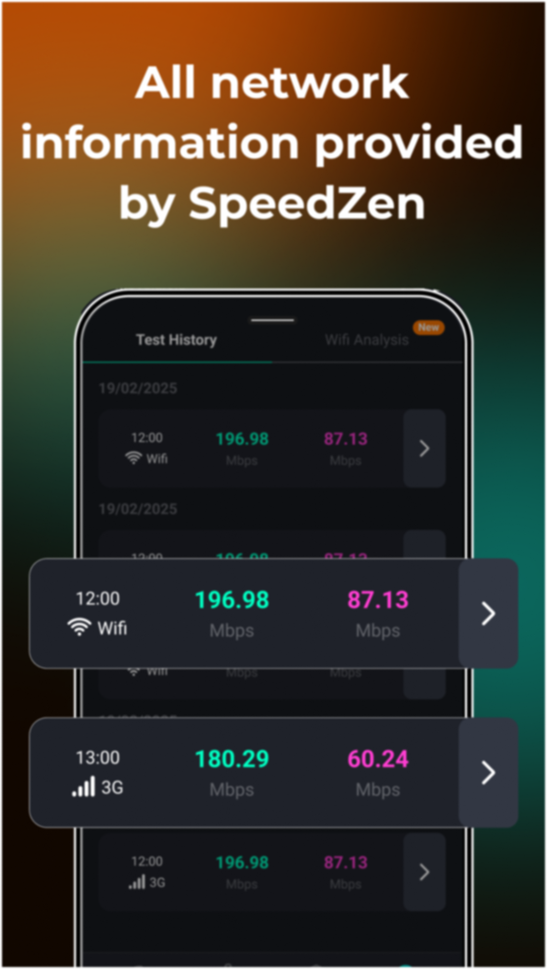 اسکرین شات 3 برنامه Speed Test 5G, Wifi - SpeedZen