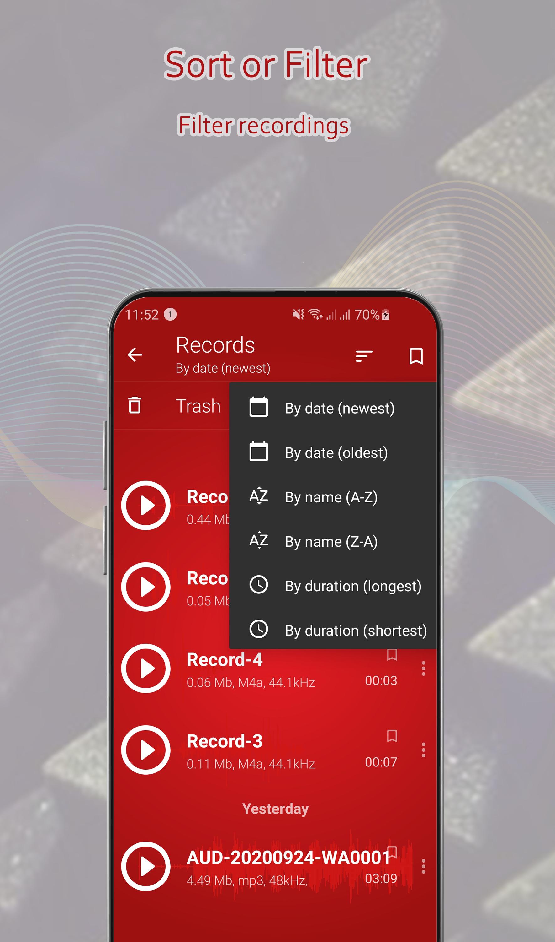 اسکرین شات 5 برنامه Voice Recorder & Audio Records