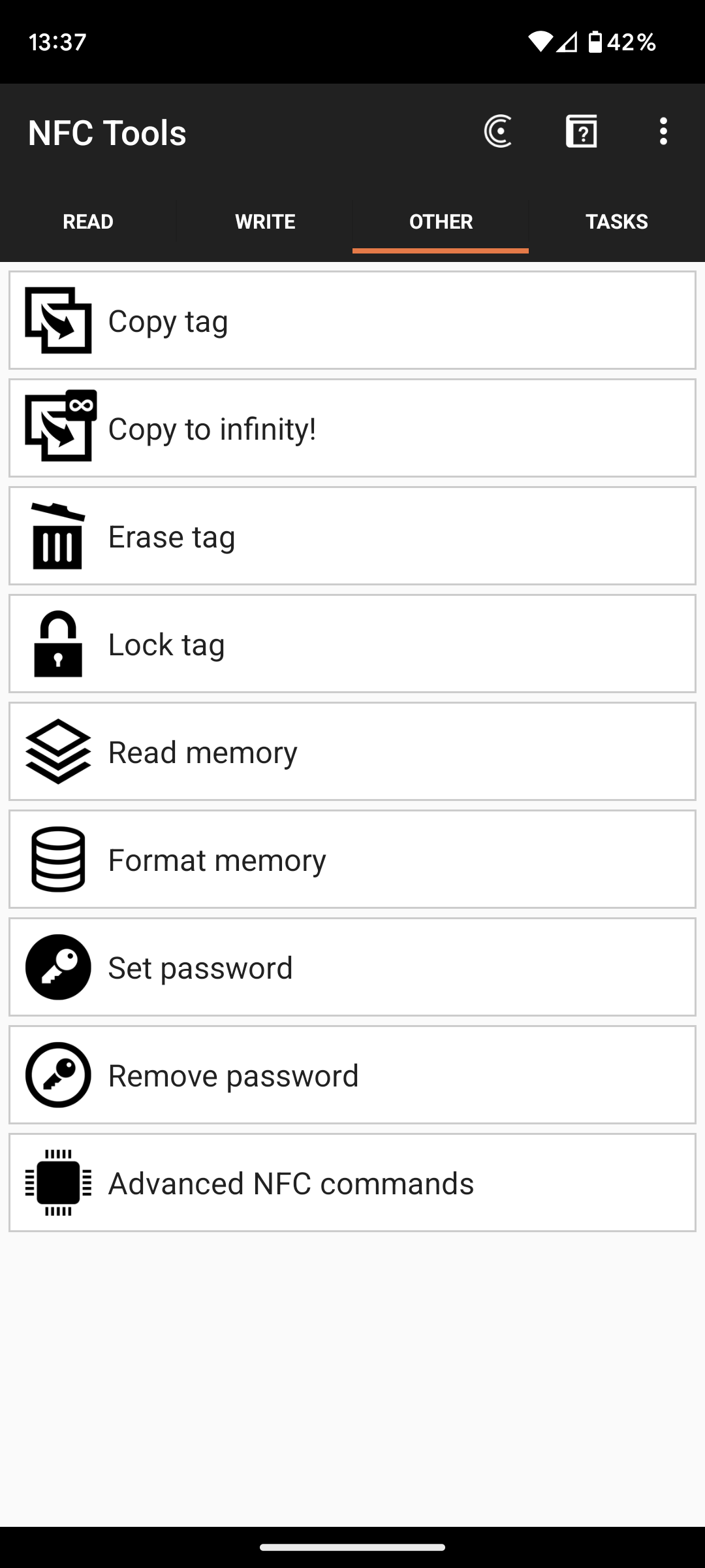 اسکرین شات 5 برنامه NFC Tools