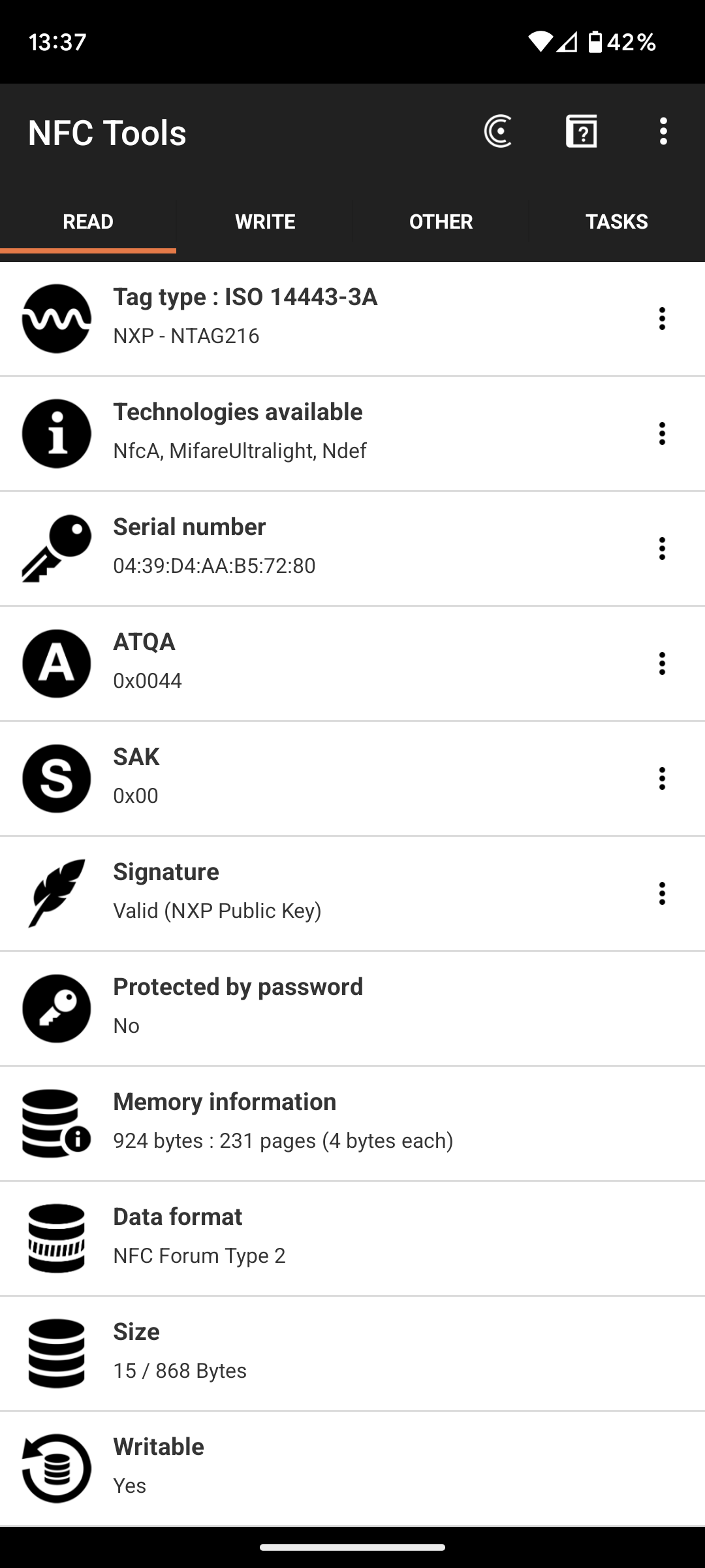 اسکرین شات 1 برنامه NFC Tools
