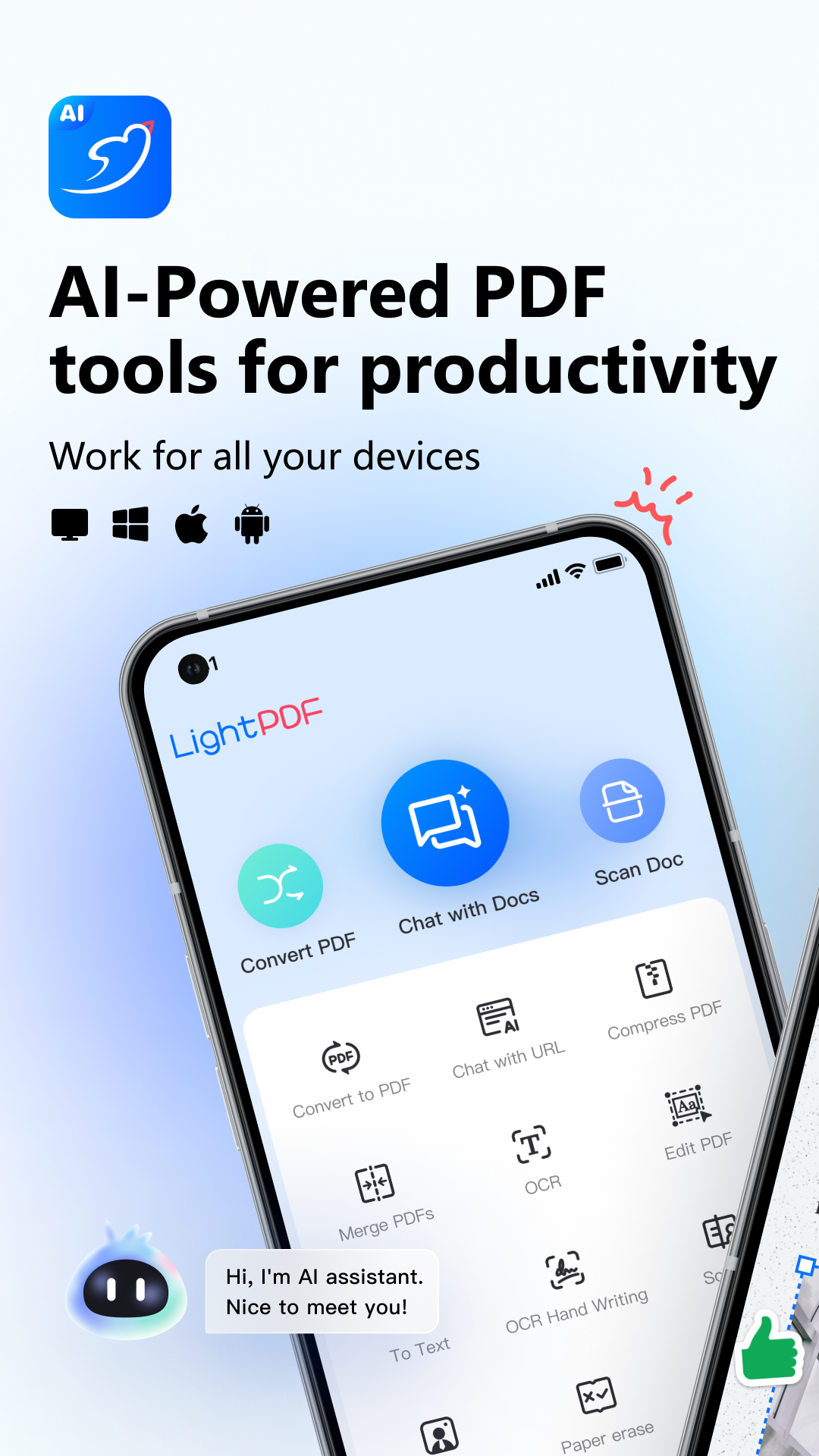 اسکرین شات 1 برنامه LightPDF: ChatPDF&Convert&Scan