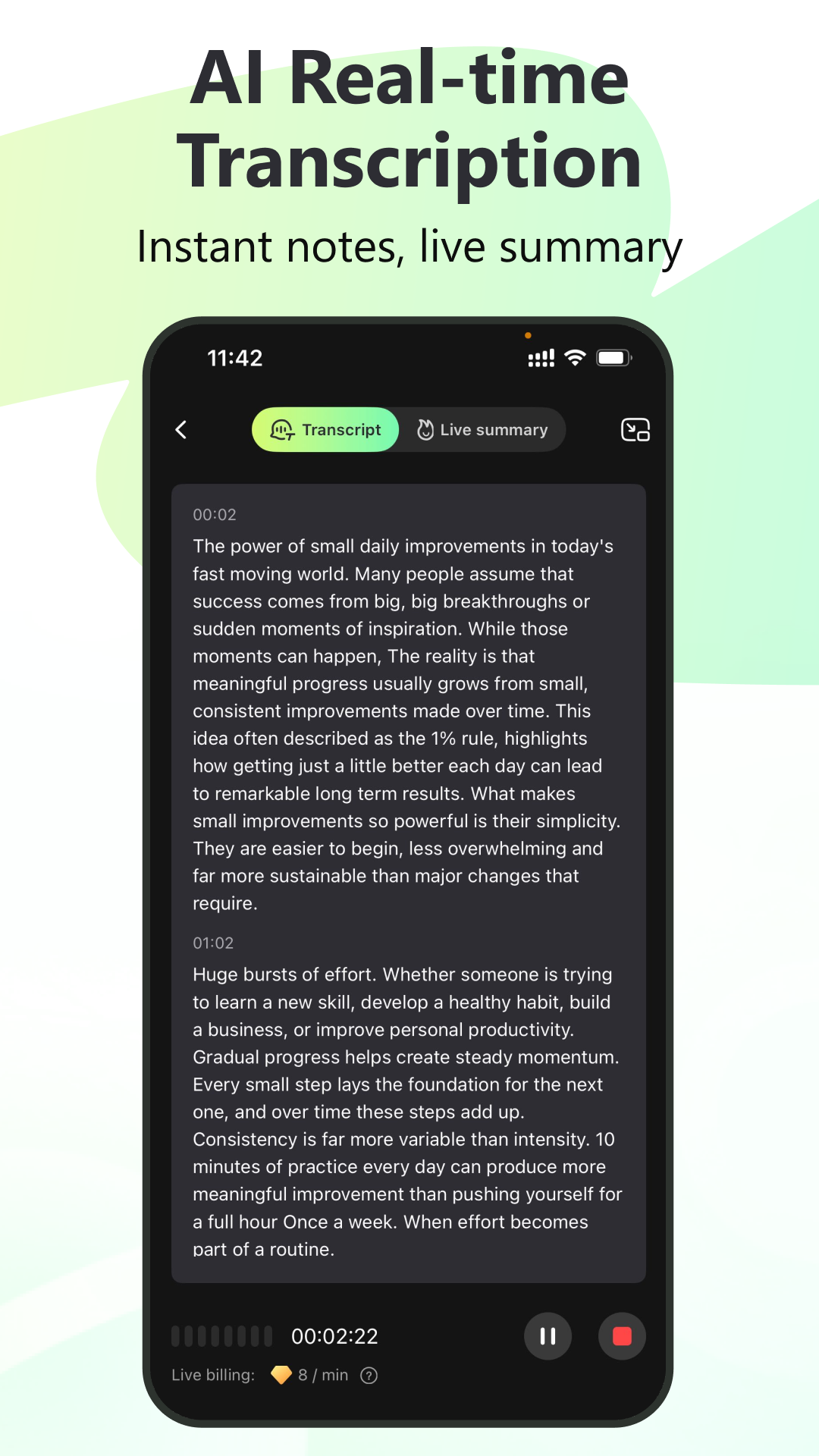 اسکرین شات 2 برنامه RecCloud - AI Speech to Text