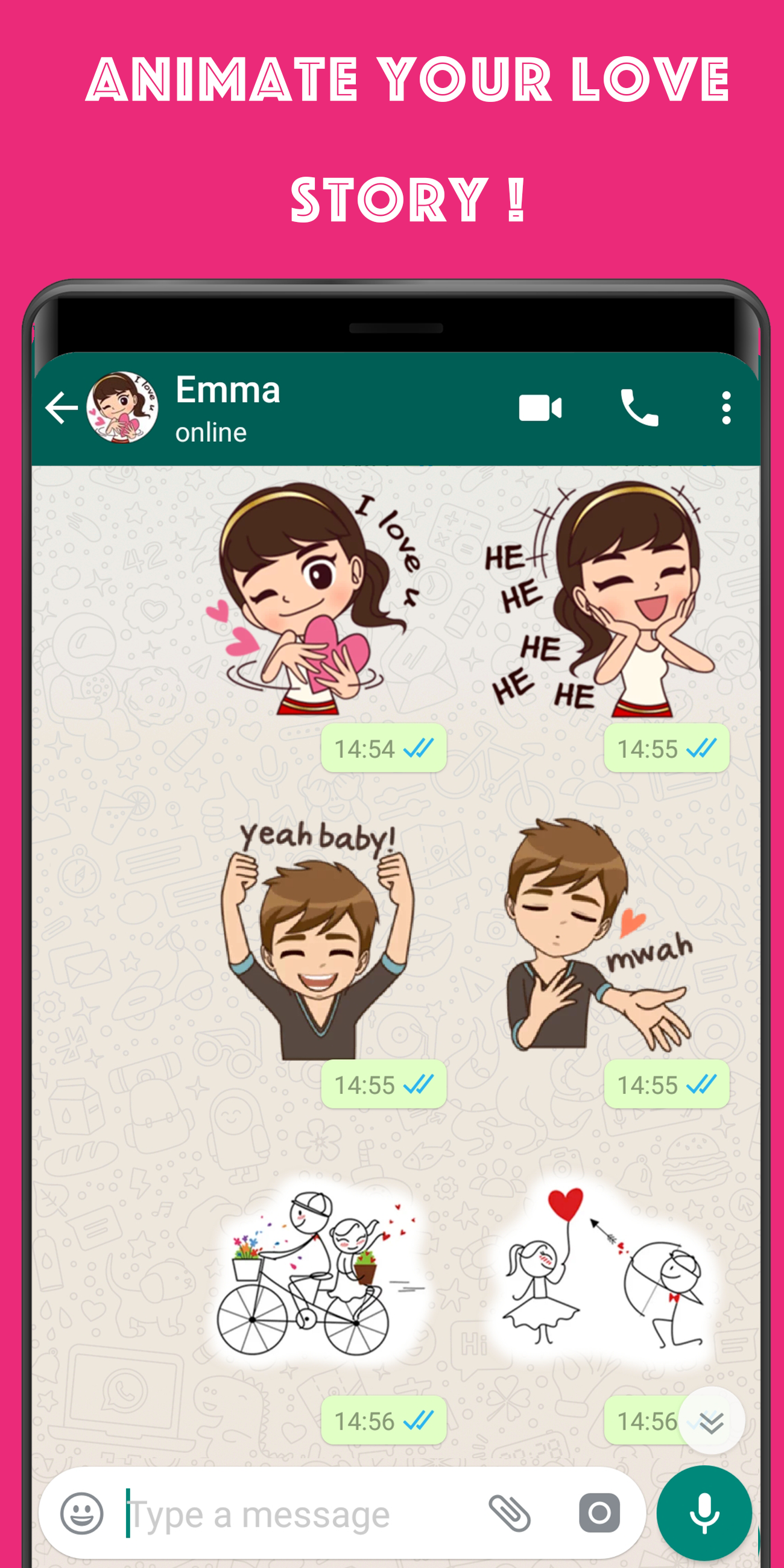 اسکرین شات 1 برنامه WASticker - Love emoji
