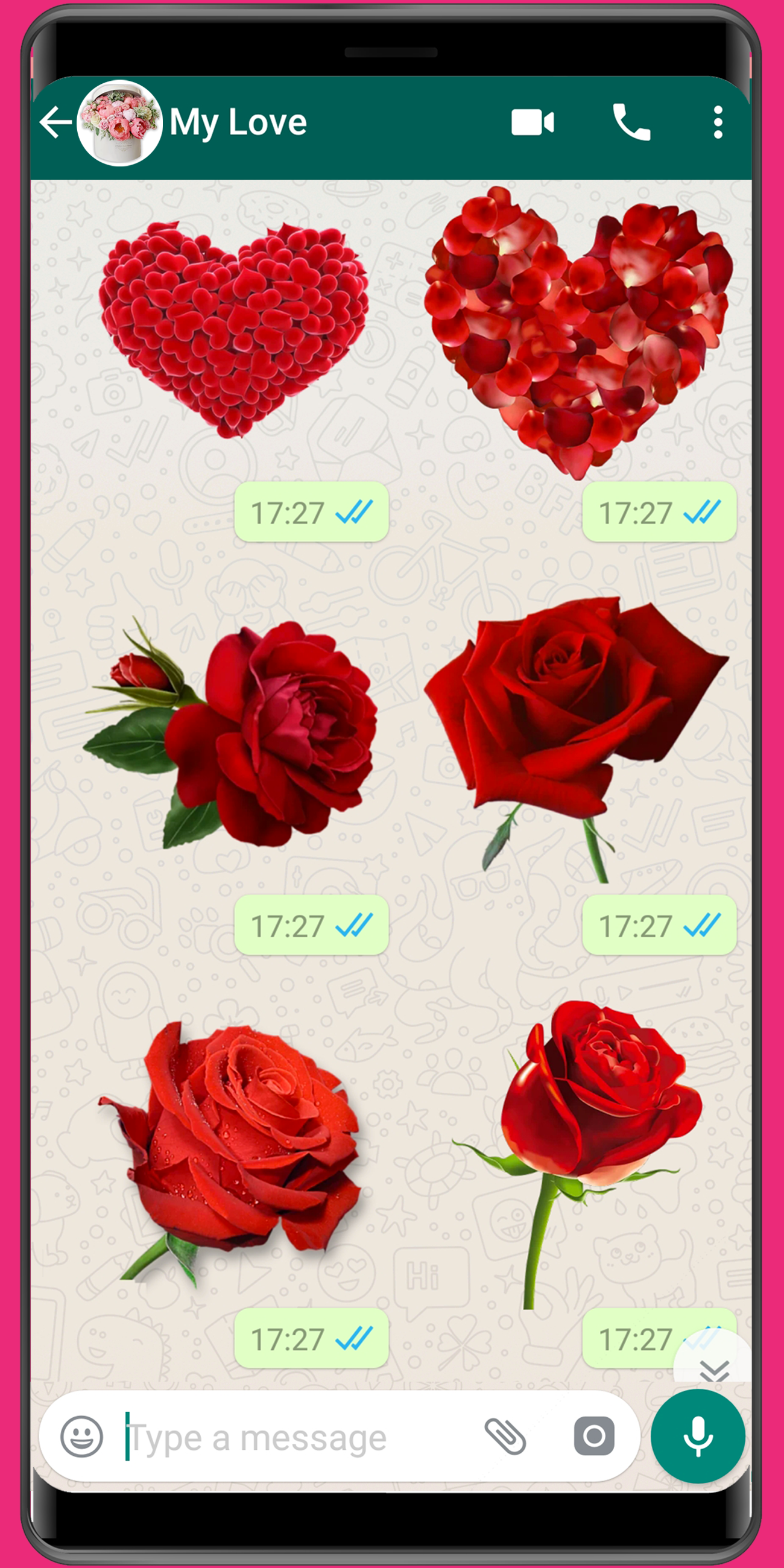 اسکرین شات 3 برنامه WASticker - Love roses