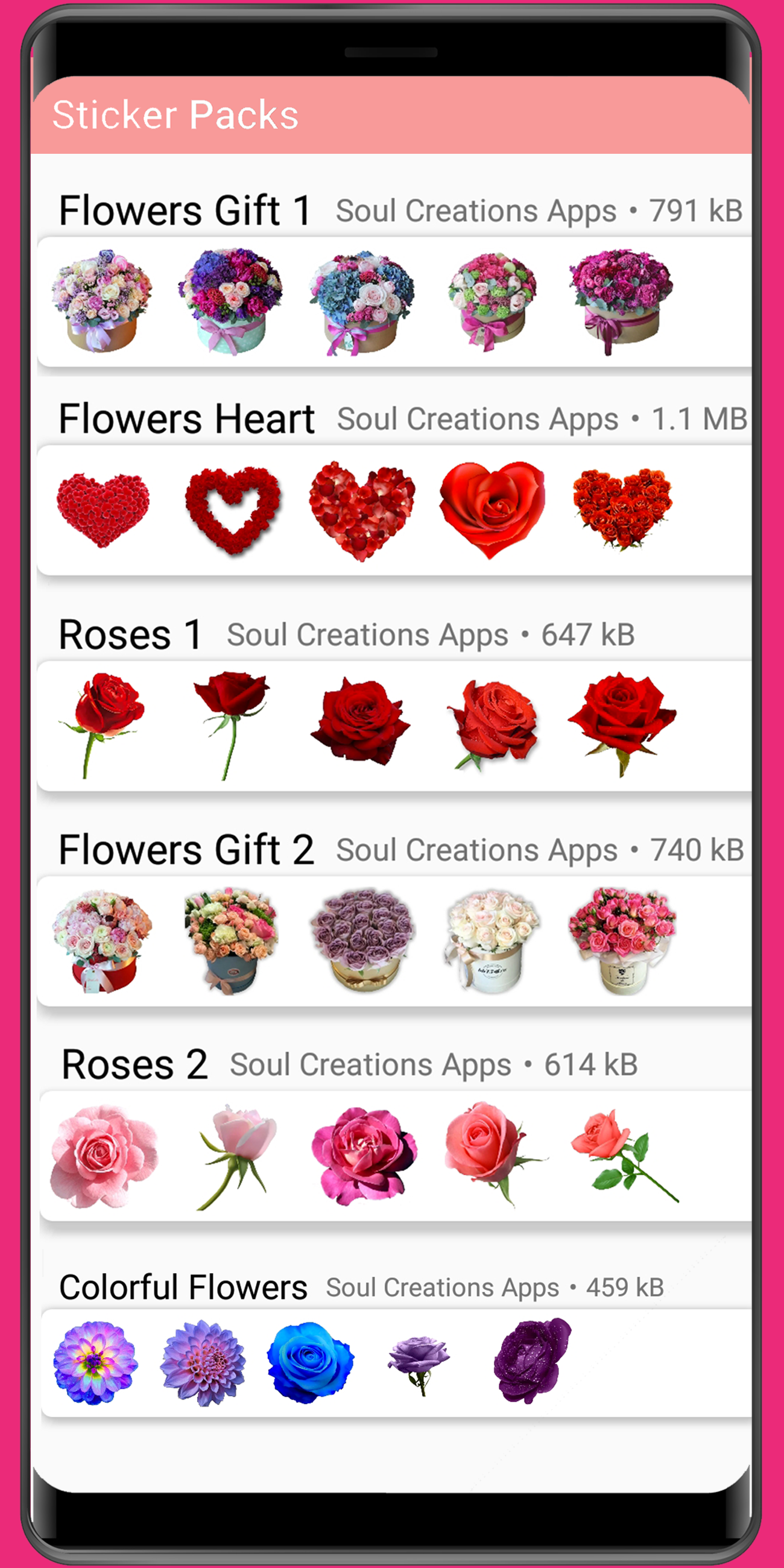 اسکرین شات 1 برنامه WASticker - Love roses