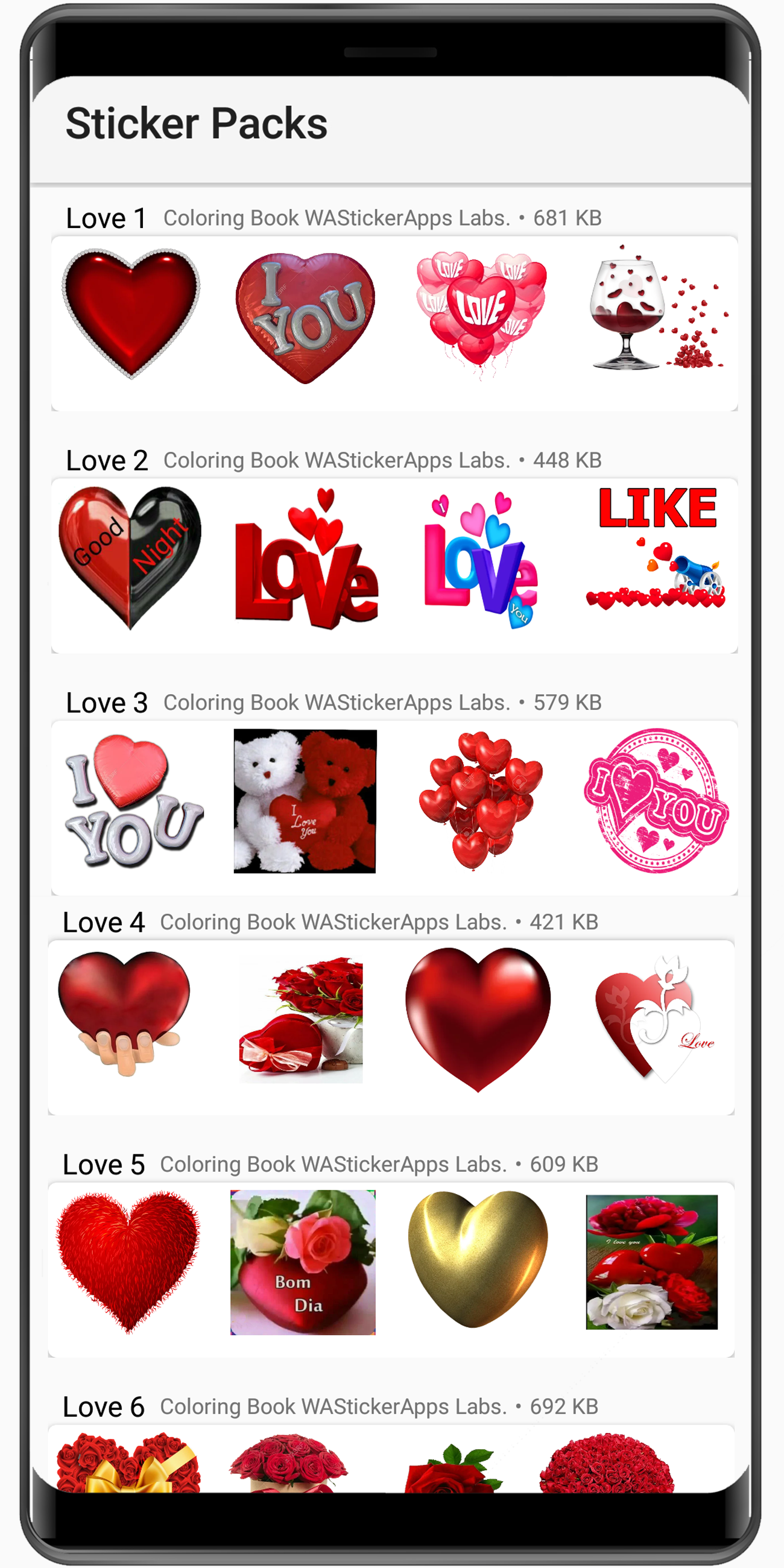 اسکرین شات 3 برنامه WASticker -Love Stickers Story