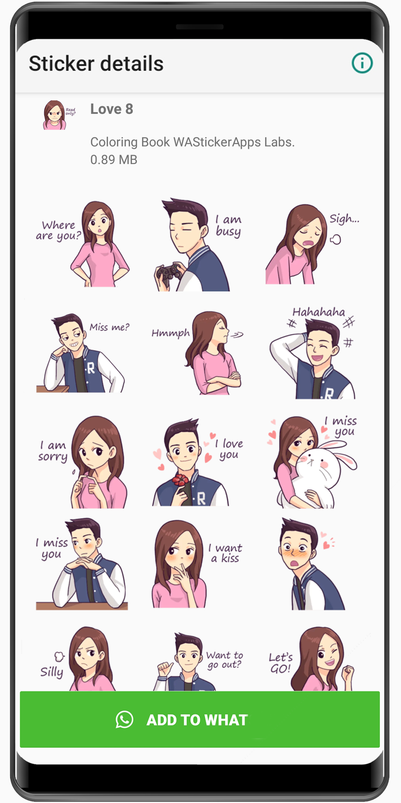 اسکرین شات 6 برنامه WASticker -Love Stickers Story