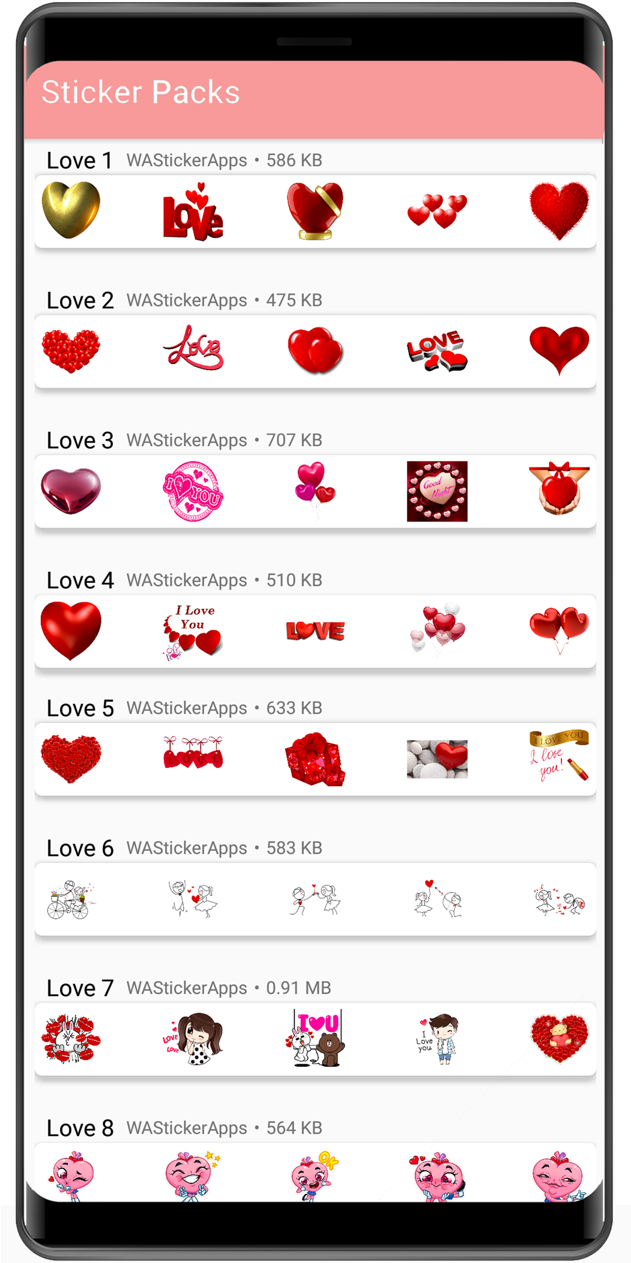 اسکرین شات 3 برنامه WASticker - amor stickers