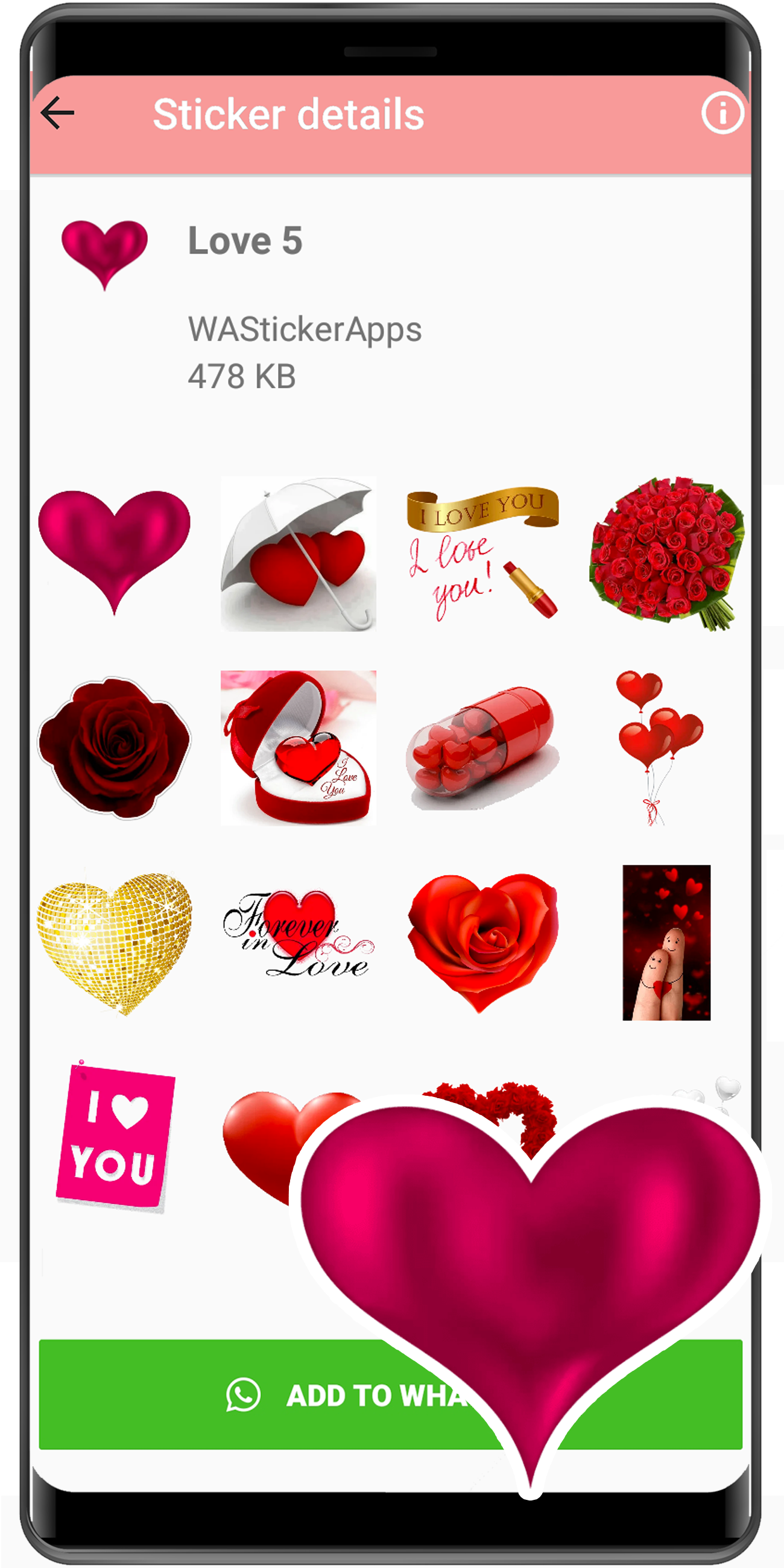 اسکرین شات 7 برنامه WASticker love stickers