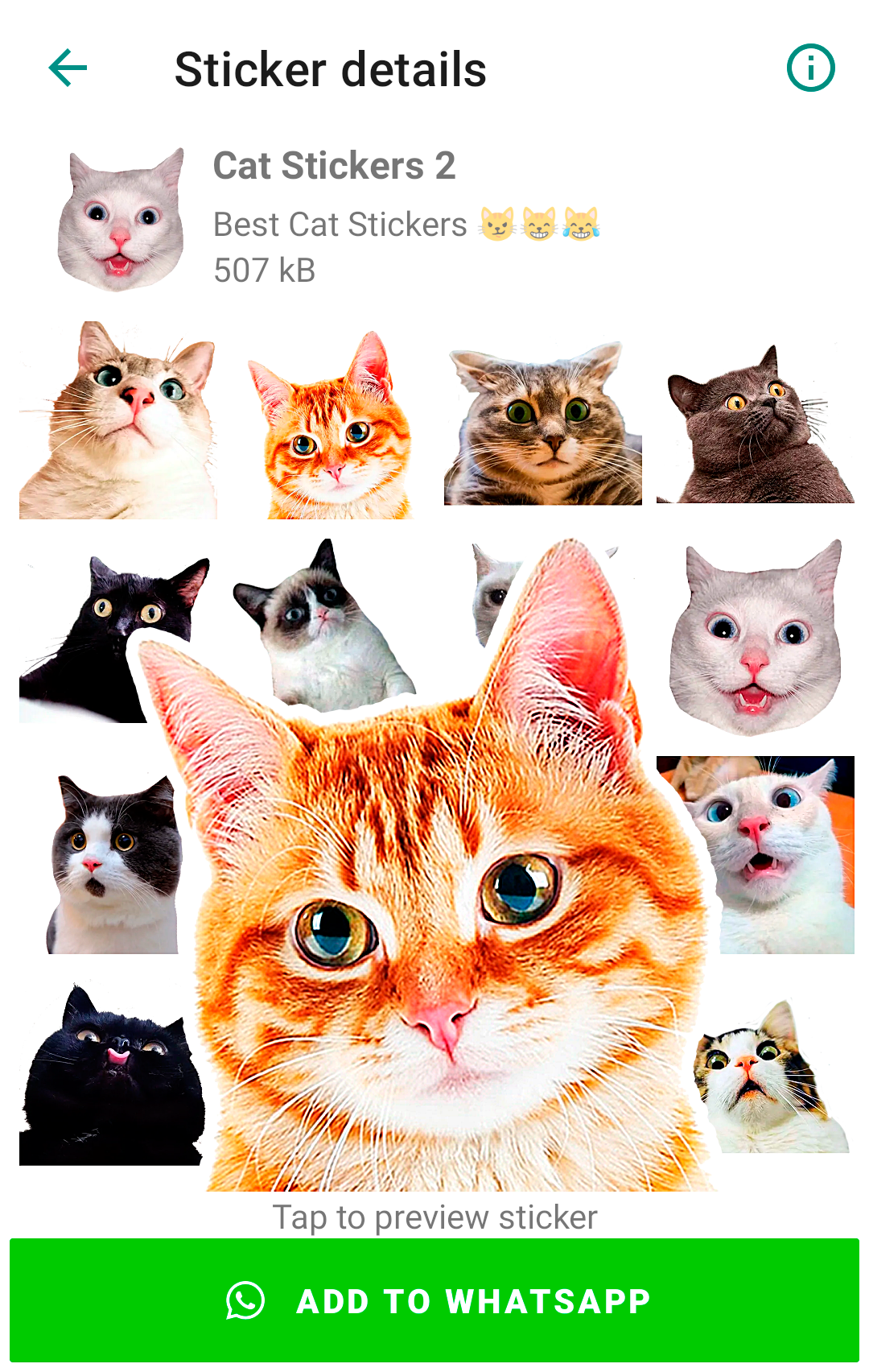 اسکرین شات 2 برنامه Cute Cat Stickers for WhatsApp