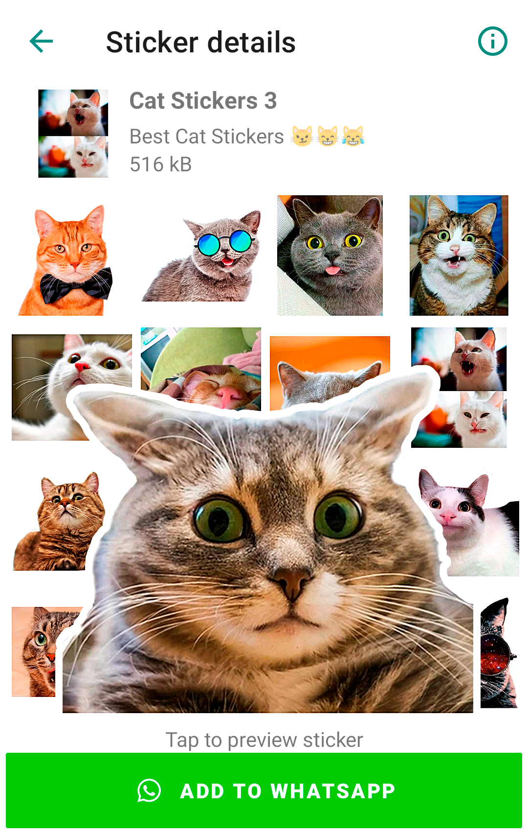اسکرین شات 3 برنامه Cute Cat Stickers for WhatsApp