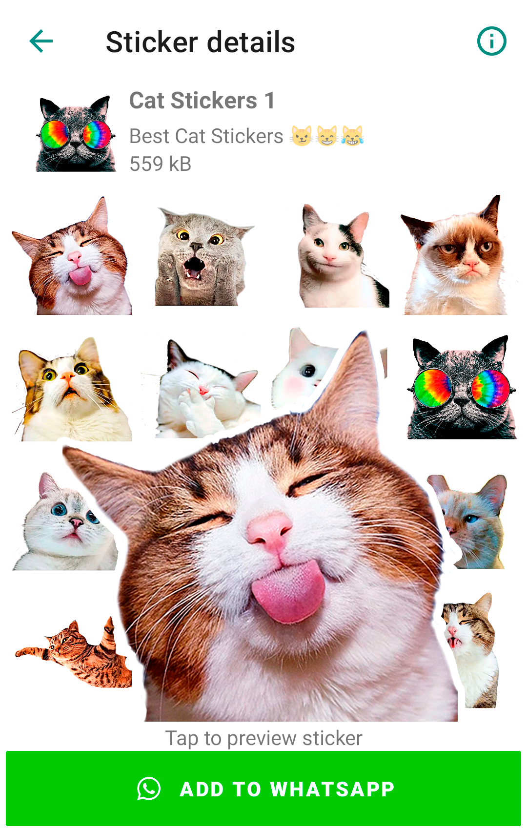 اسکرین شات 1 برنامه Cute Cat Stickers for WhatsApp