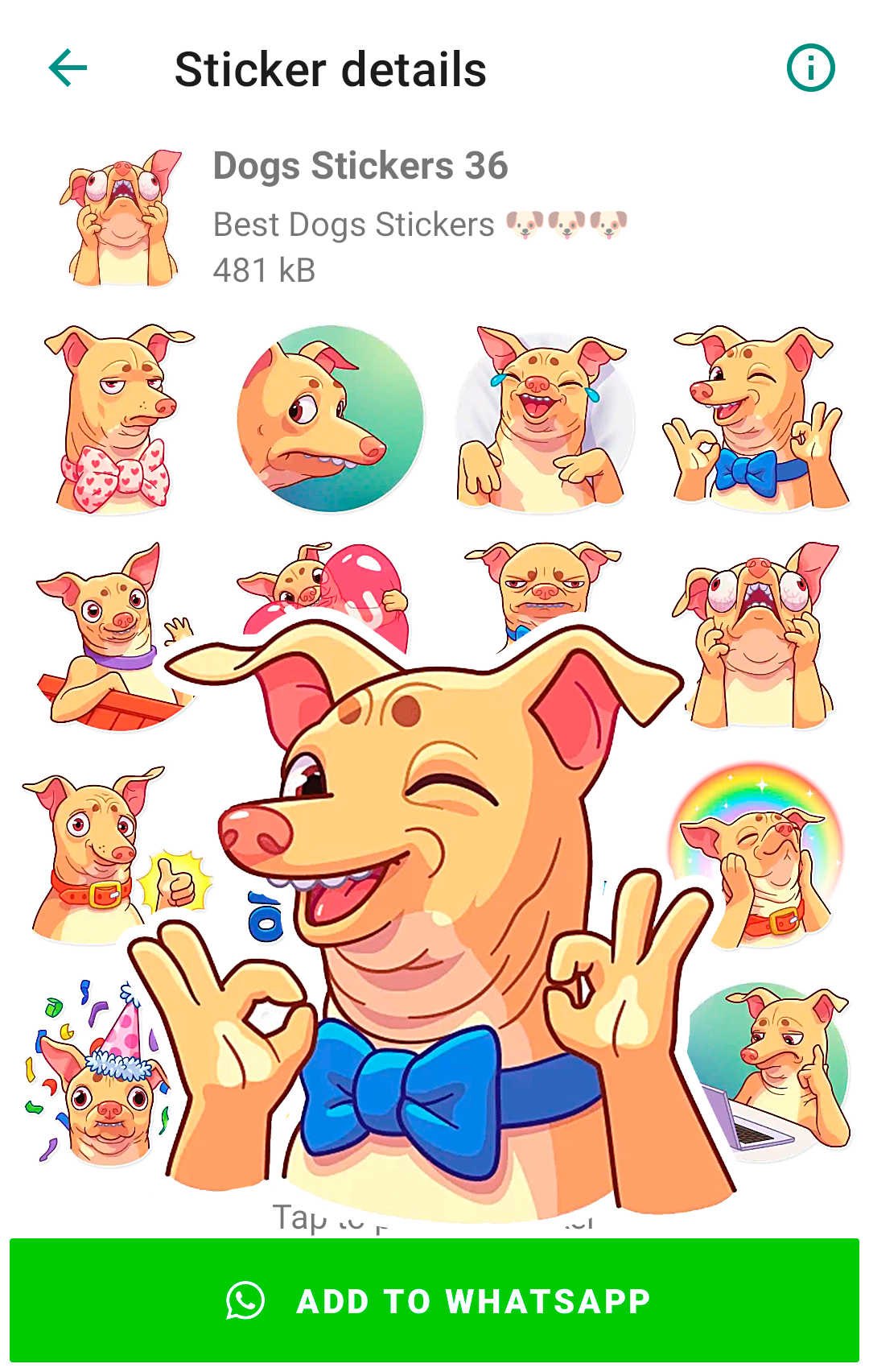 اسکرین شات 7 برنامه Cute Dog Stickers for WhatsApp