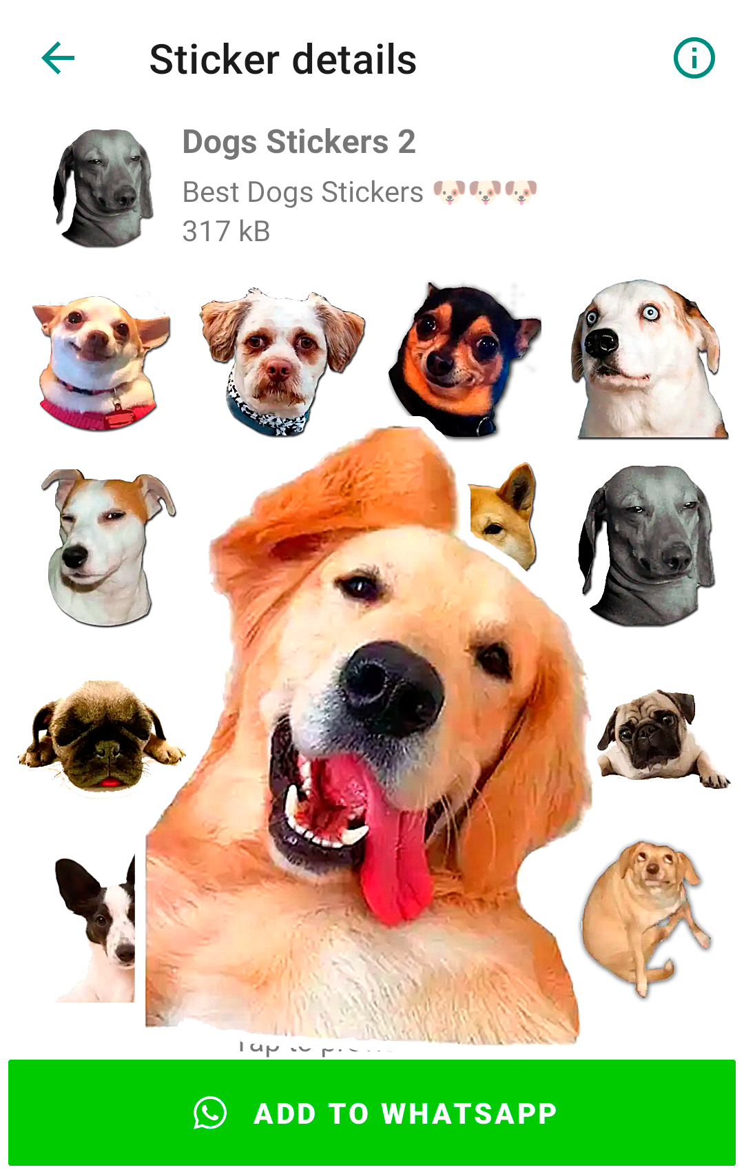 اسکرین شات 2 برنامه Cute Dog Stickers for WhatsApp
