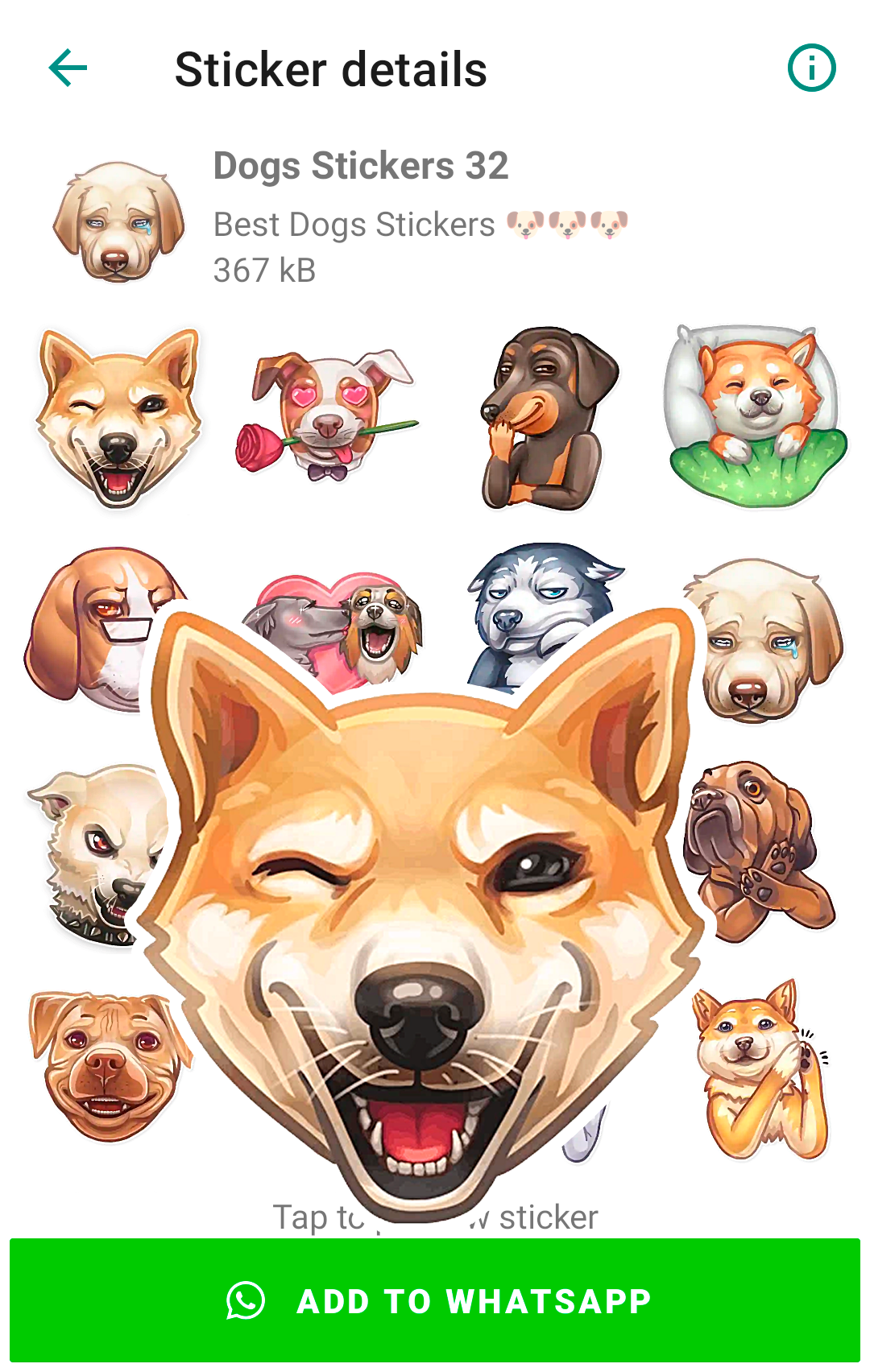 اسکرین شات 4 برنامه Cute Dog Stickers for WhatsApp
