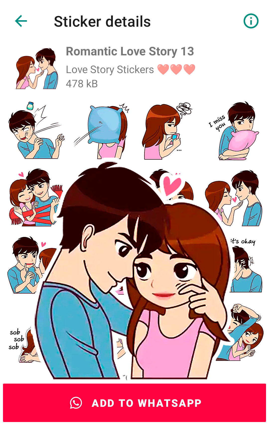 اسکرین شات 7 برنامه Love Story Stickers WASticker