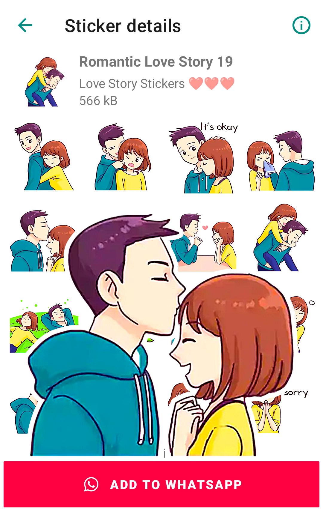 اسکرین شات 5 برنامه Love Story Stickers WASticker