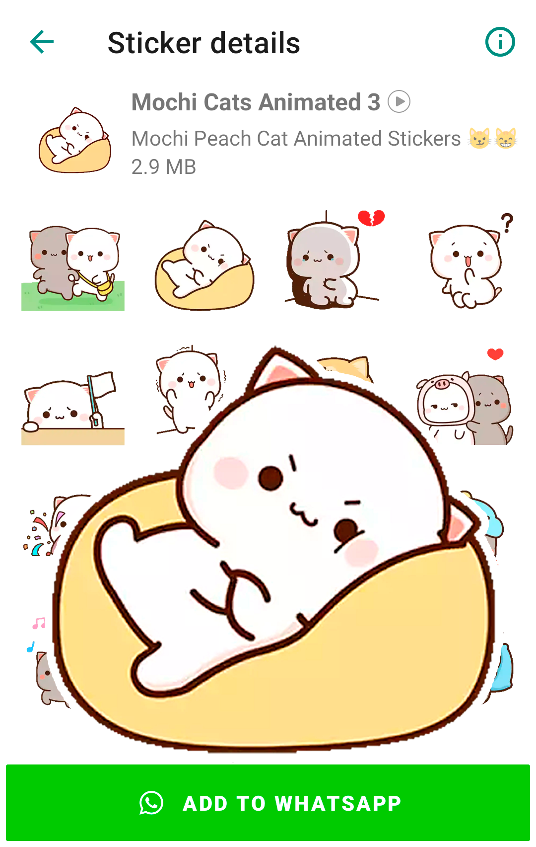 اسکرین شات 3 برنامه Mochi Cat Animated Stickers