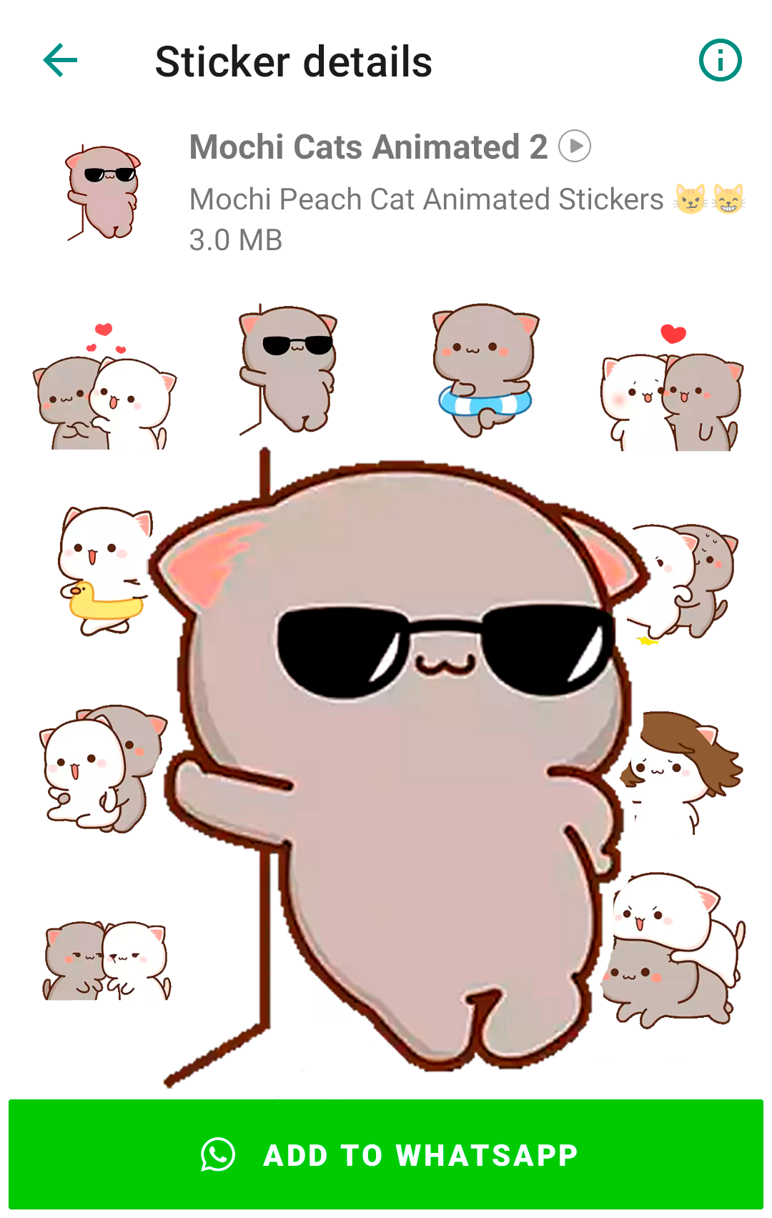 اسکرین شات 2 برنامه Mochi Cat Animated Stickers