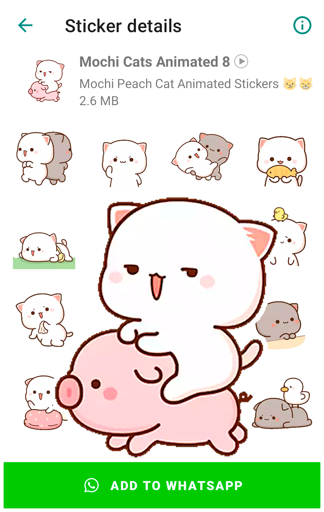 اسکرین شات 5 برنامه Mochi Cat Animated Stickers