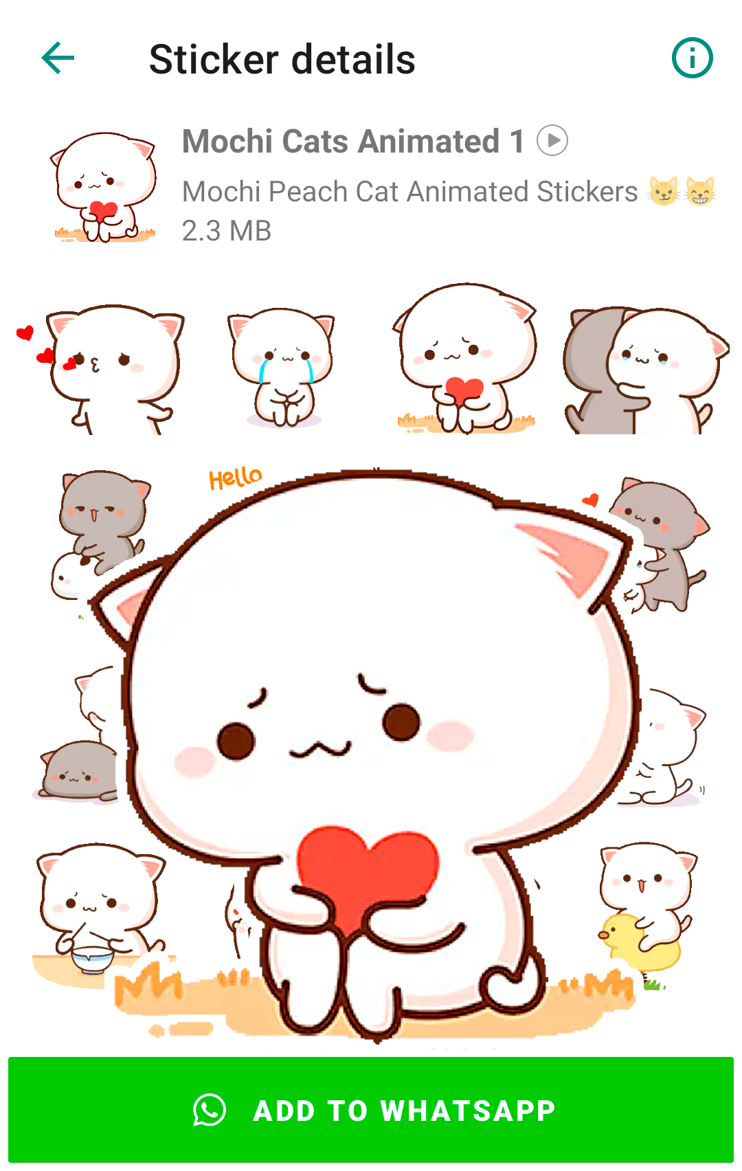 اسکرین شات 1 برنامه Mochi Cat Animated Stickers