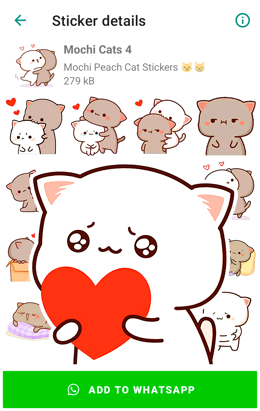 اسکرین شات 2 برنامه Mochi Cat Stickers for WhatsAp