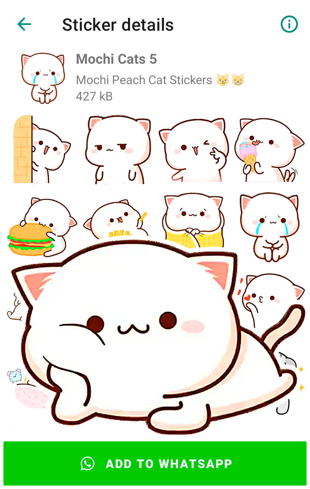 اسکرین شات 8 برنامه Mochi Cat Stickers for WhatsAp