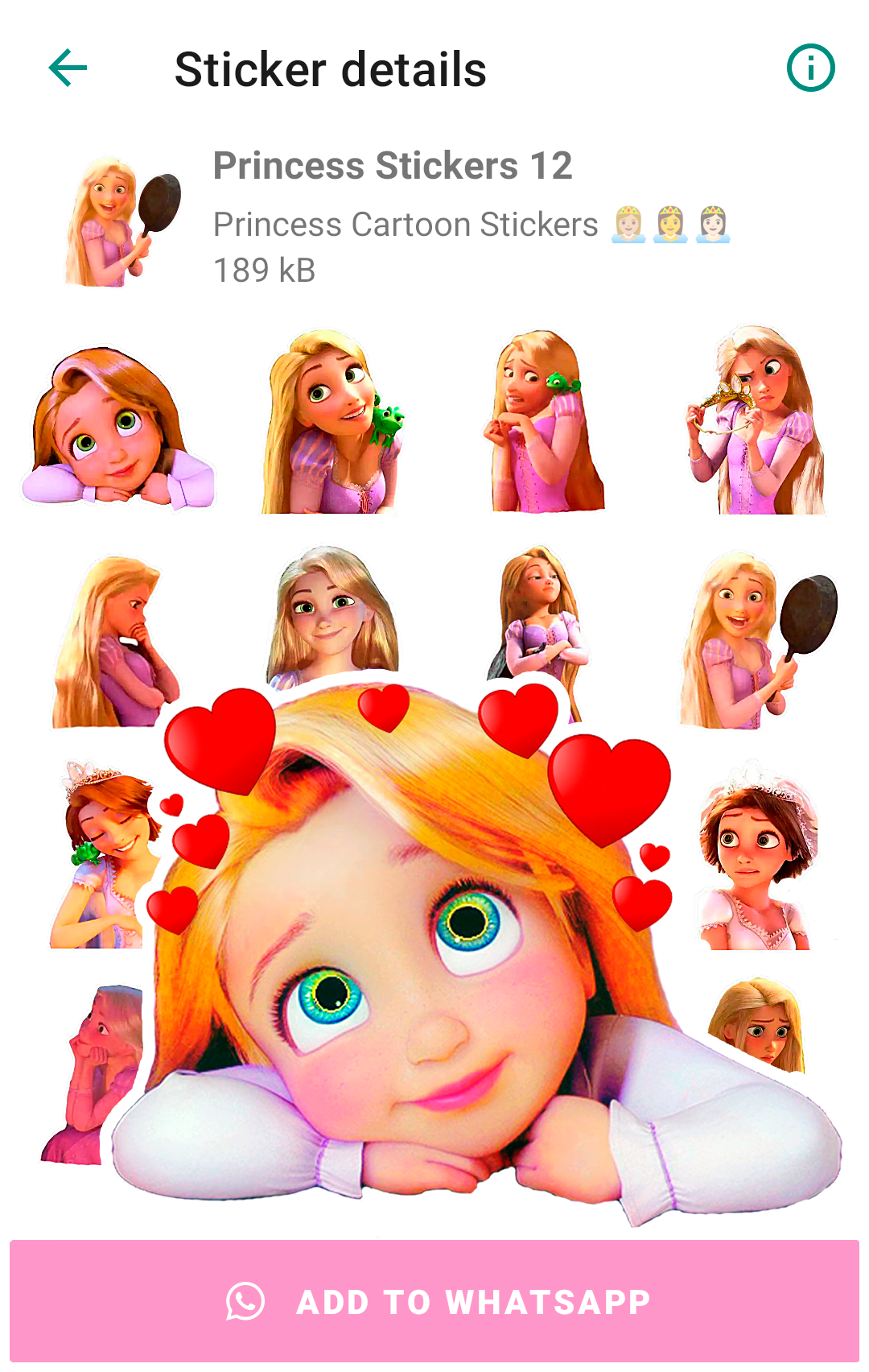 اسکرین شات 8 برنامه Princess Stickers for WhatsApp