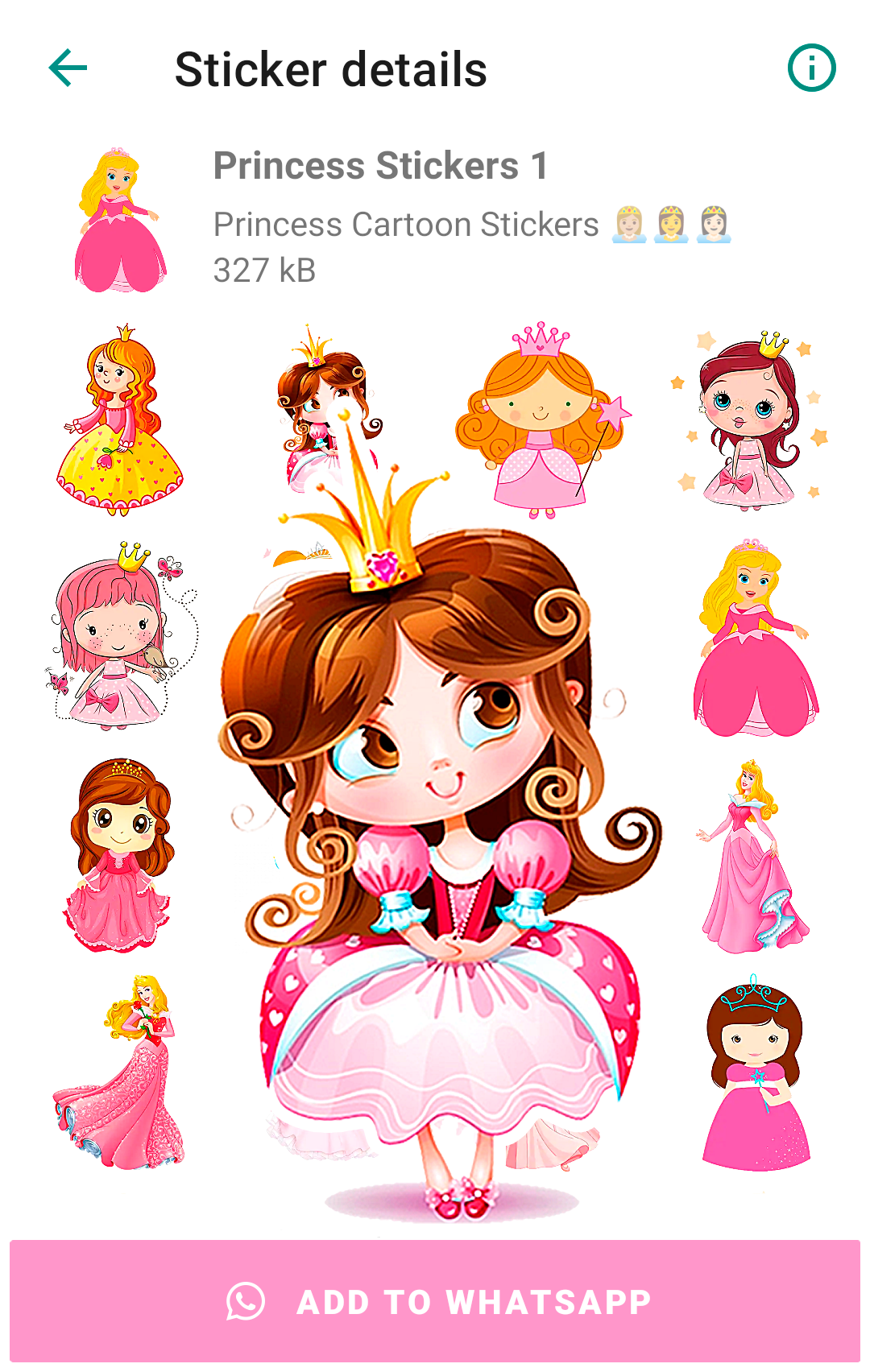 اسکرین شات 1 برنامه Princess Stickers for WhatsApp
