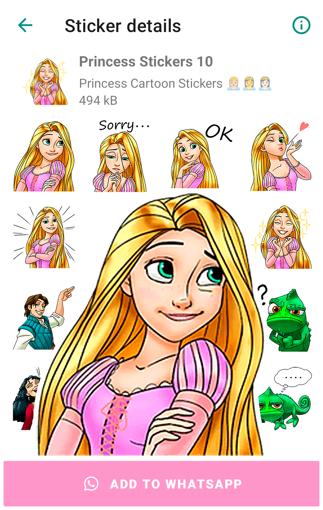 اسکرین شات 7 برنامه Princess Stickers for WhatsApp