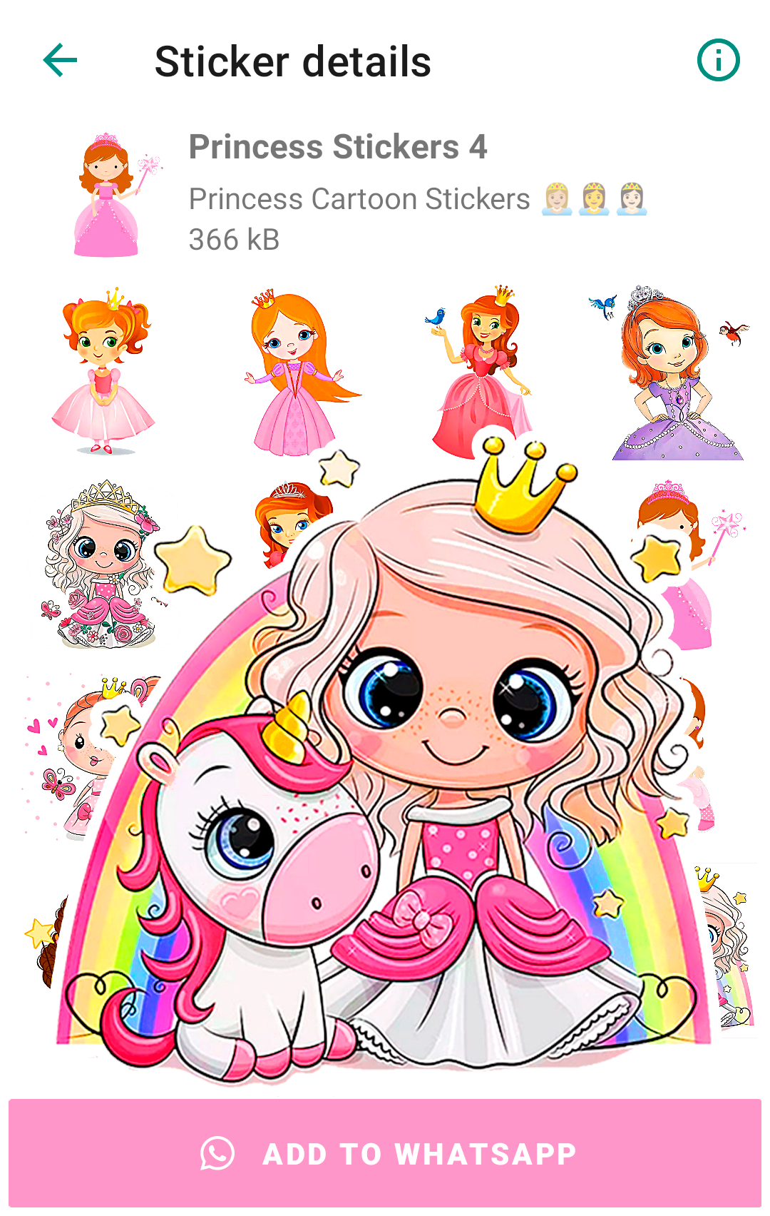 اسکرین شات 4 برنامه Princess Stickers for WhatsApp