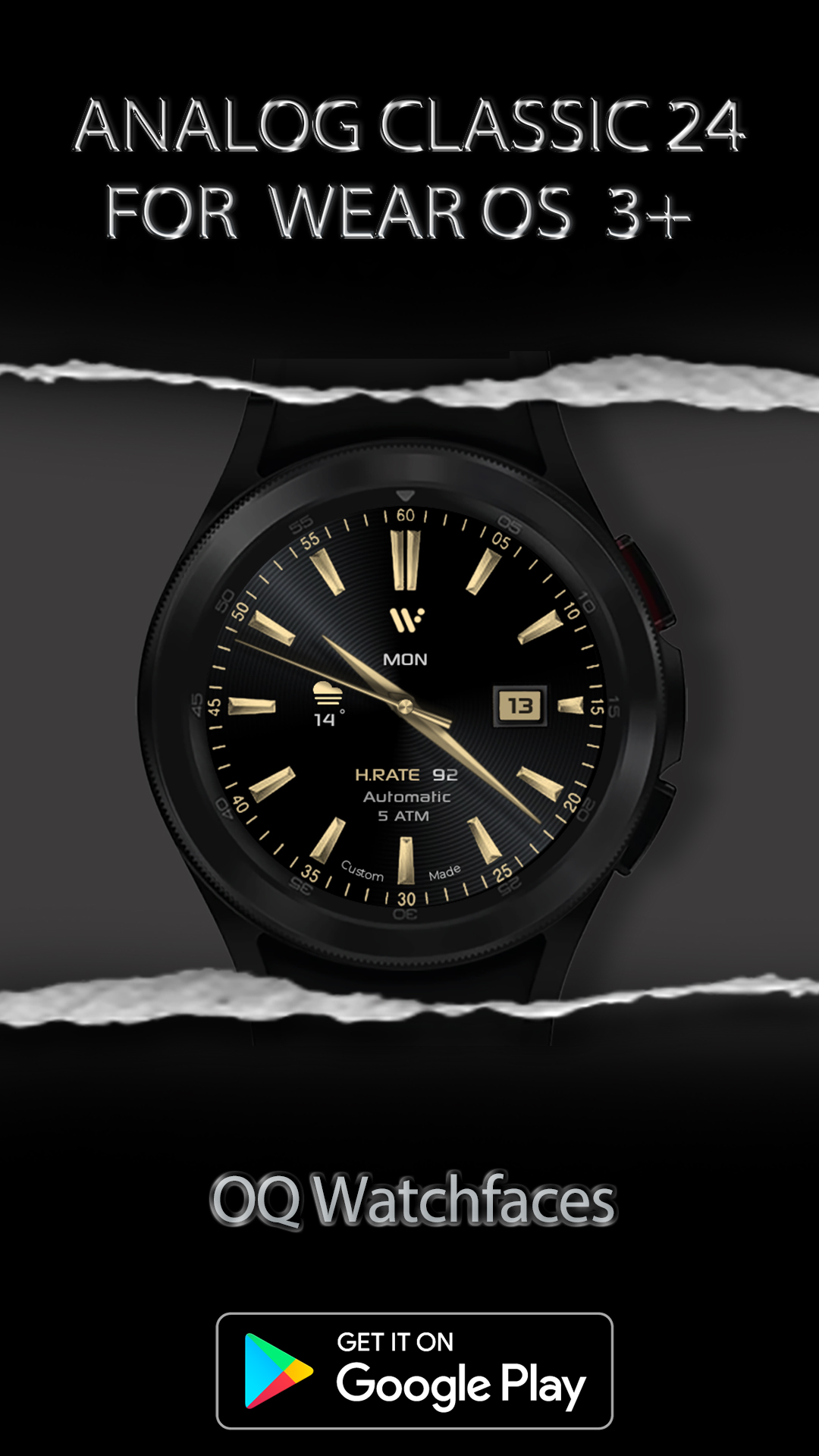 اسکرین شات 2 برنامه Analog Classic 24 WEAR OS