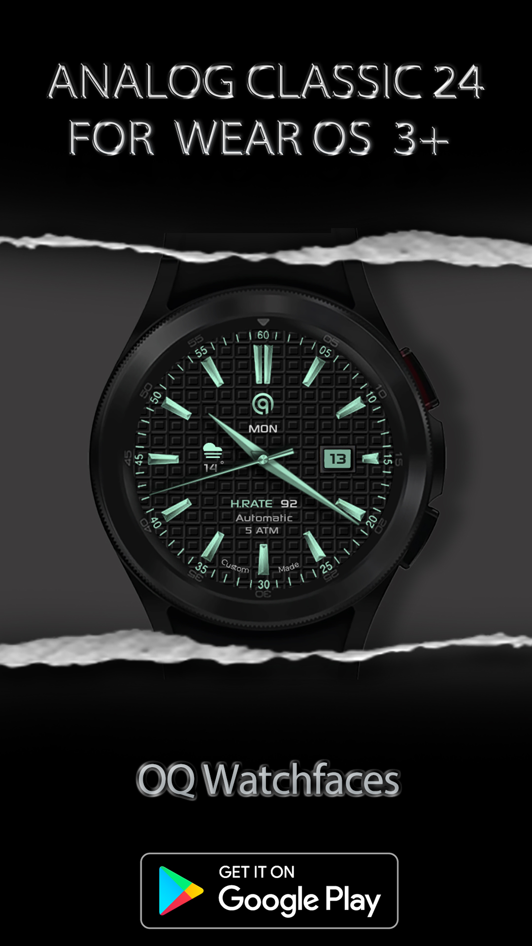 اسکرین شات 1 برنامه Analog Classic 24 WEAR OS