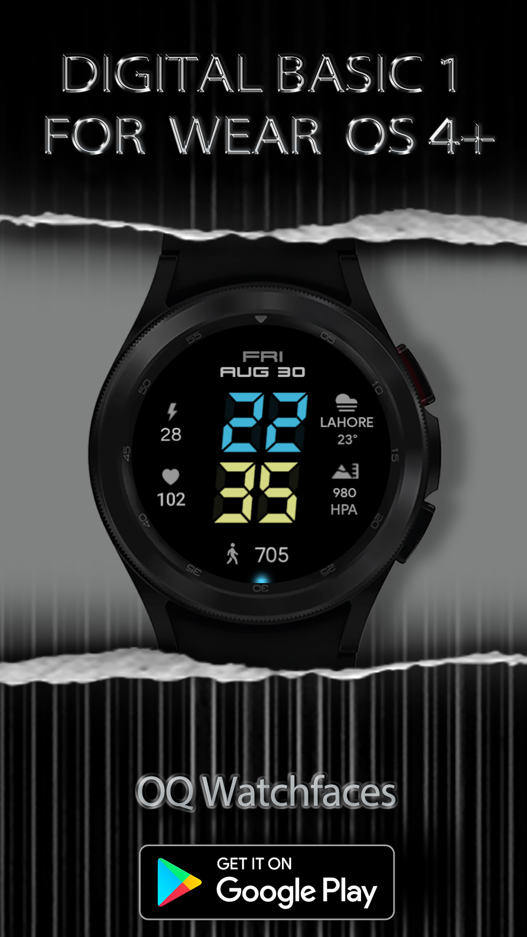 اسکرین شات 3 برنامه Digital Basic 1 Wear OS 4+