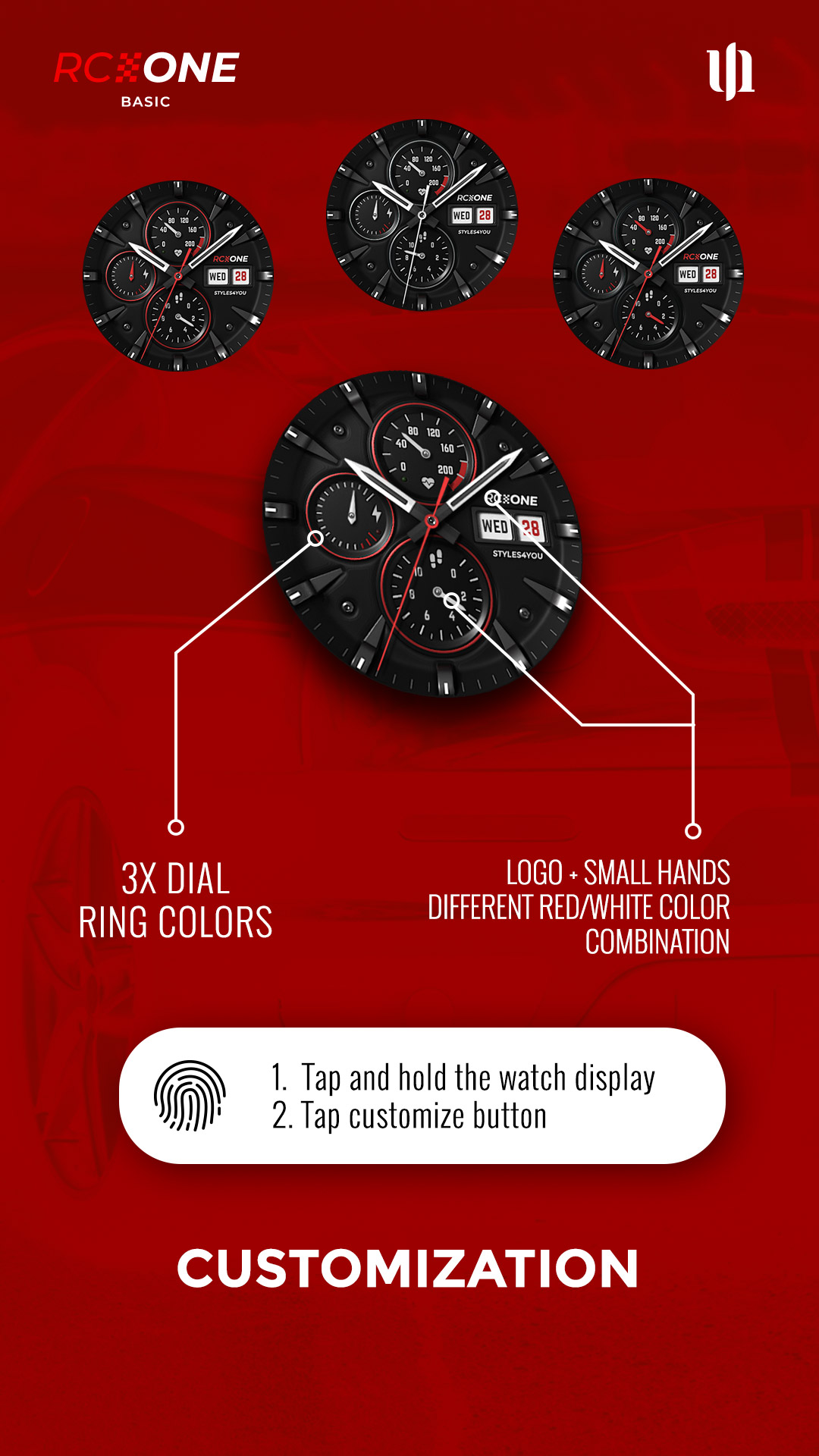 اسکرین شات 4 برنامه S4U RC ONE - Basic watch face