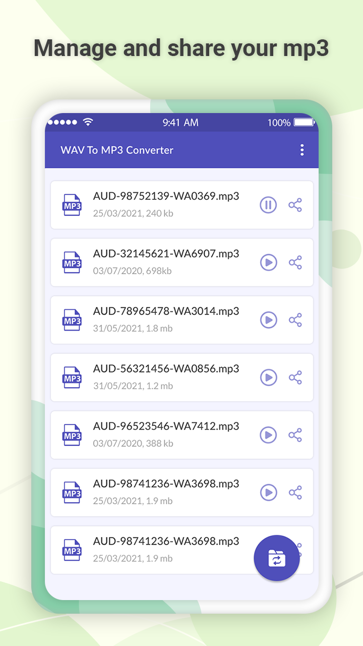 اسکرین شات 3 برنامه WAV to MP3 Audio Converter