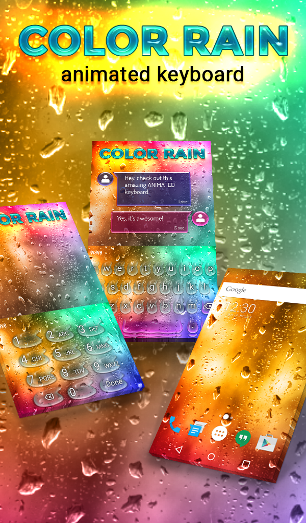 اسکرین شات 1 برنامه Color Rain Keyboard Wallpaper