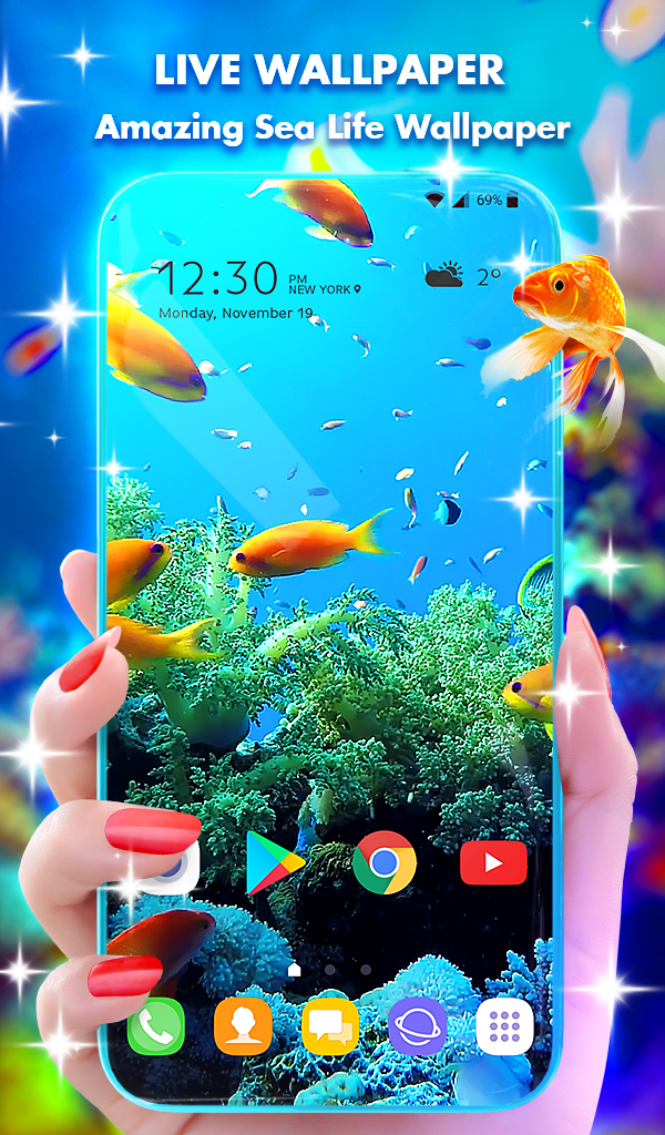 اسکرین شات 1 برنامه Coral Life Wallpaper HD Theme