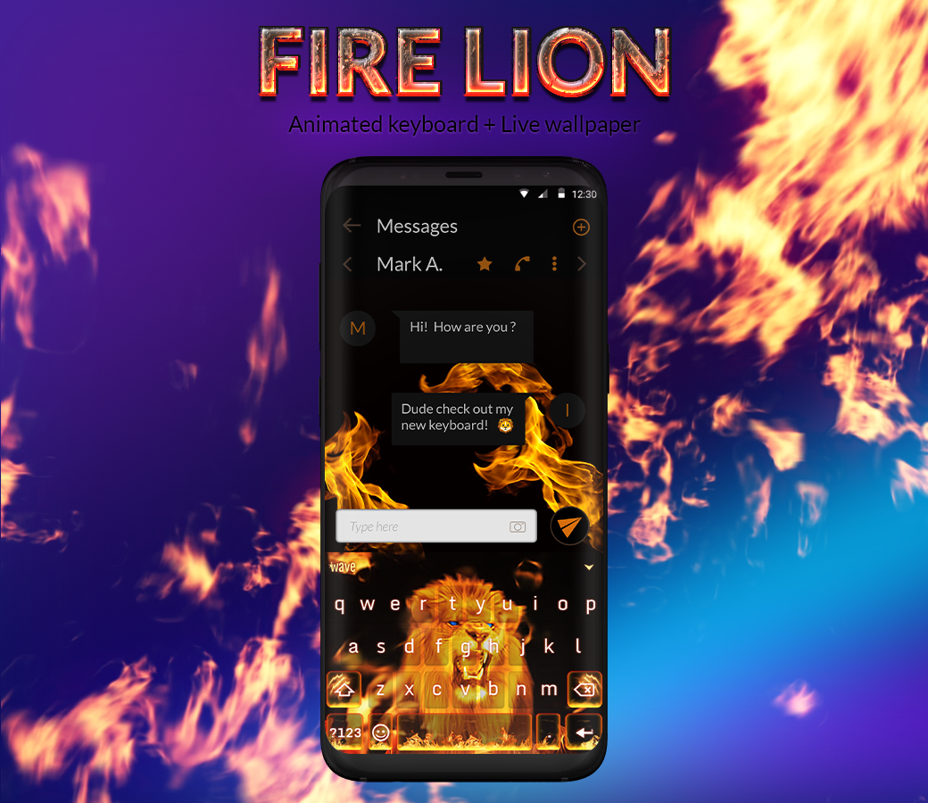 اسکرین شات 1 برنامه Fire Lion Keyboard + Wallpaper