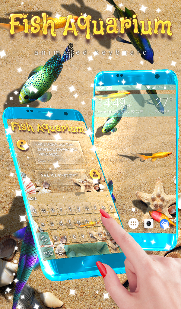 اسکرین شات 1 برنامه Fish Keyboard + 3D Wallpaper