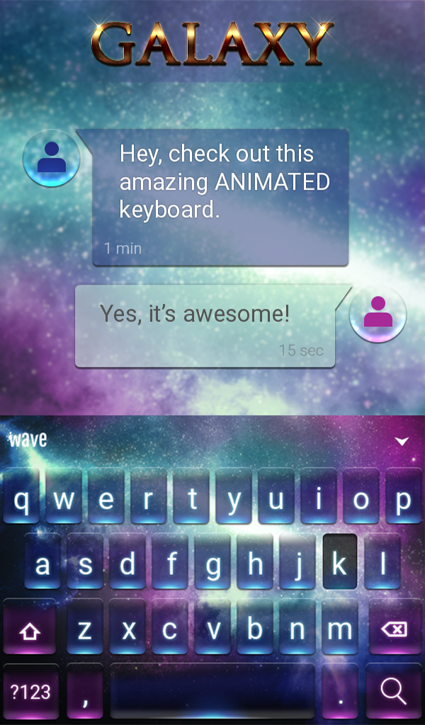 اسکرین شات 3 برنامه Galaxy Animated Keyboard