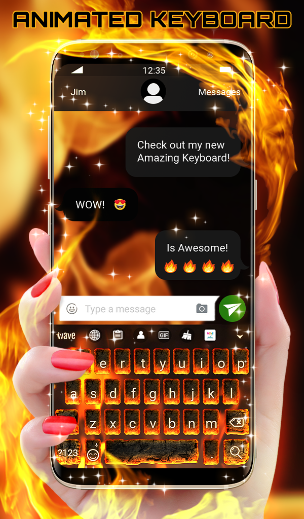اسکرین شات 1 برنامه Burning Keyboard Wallpaper HD