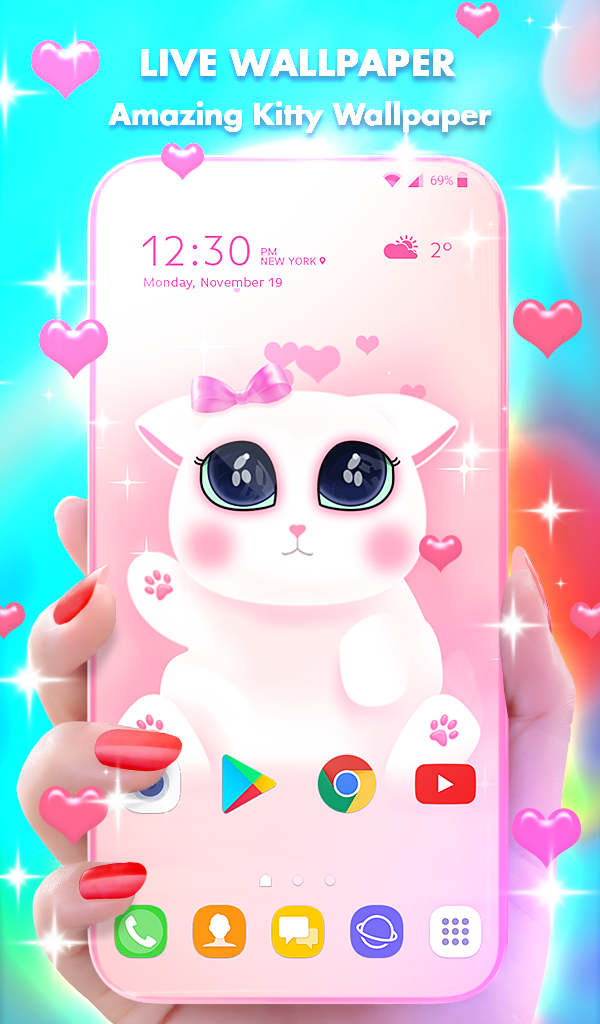 اسکرین شات 1 برنامه Kitty Love Wallpaper