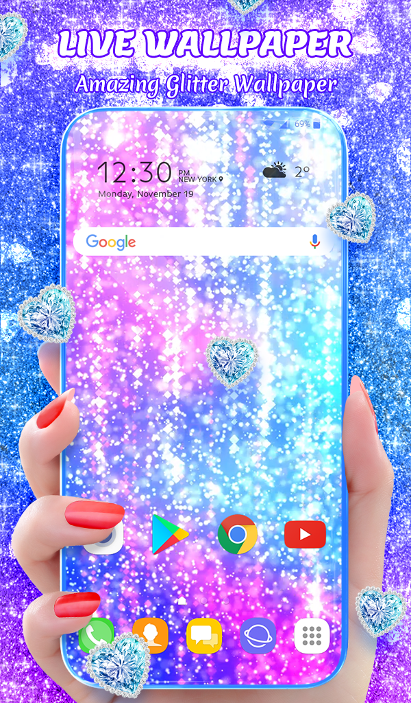 اسکرین شات 1 برنامه Neon Glitter Wallpaper Theme