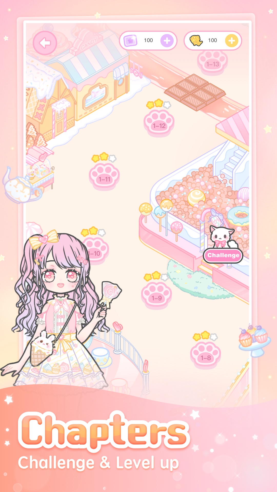 اسکرین شات 3 برنامه Pinky Girl: Dress up & Make Friends