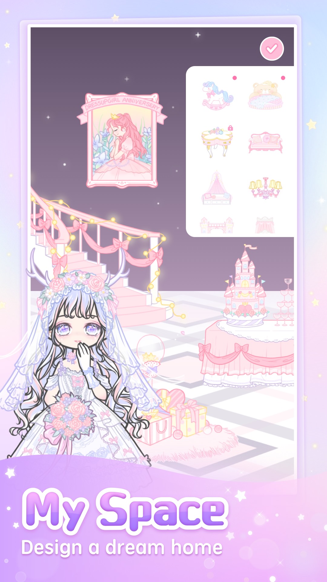 اسکرین شات 4 برنامه Pinky Girl: Dress up & Make Friends