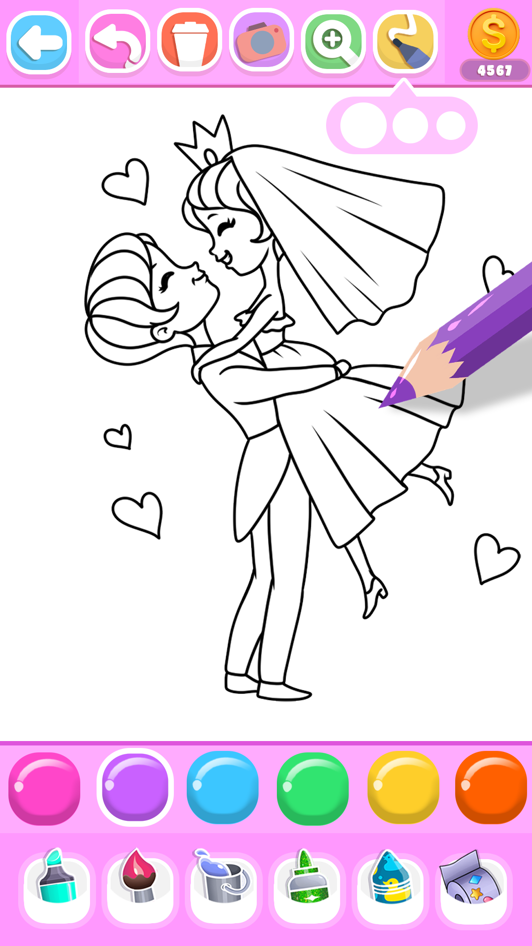 اسکرین شات 3 برنامه Princess Wedding Coloring Game