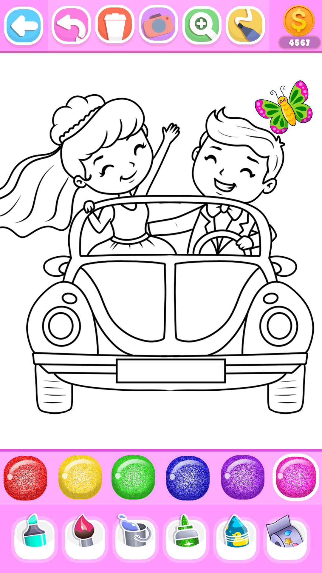 اسکرین شات 5 برنامه Princess Wedding Coloring Game