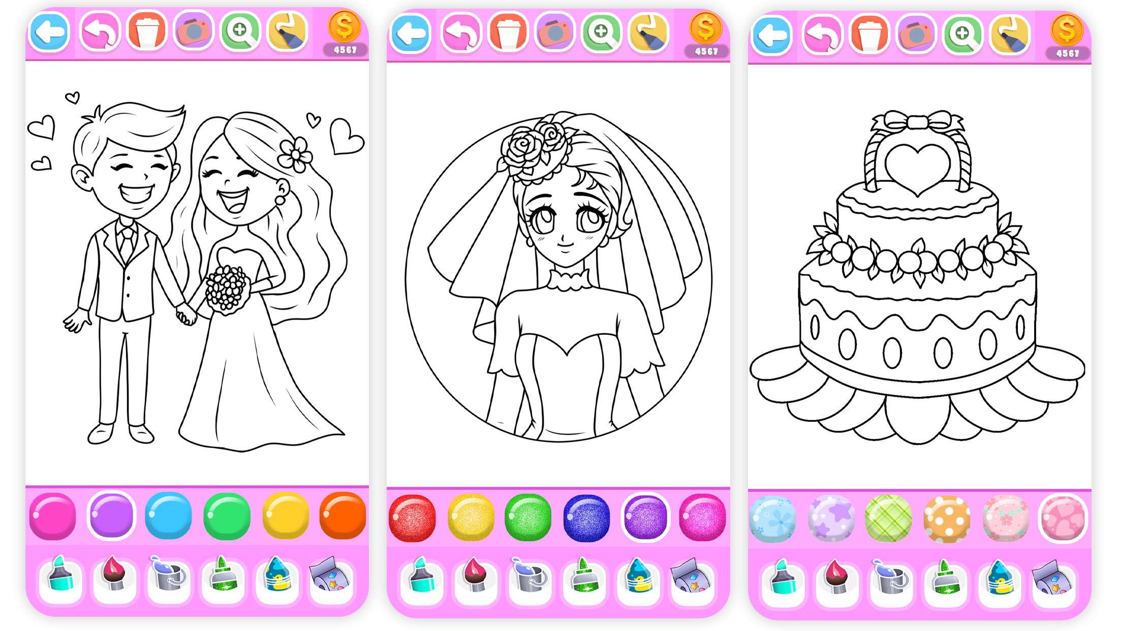 اسکرین شات 8 برنامه Princess Wedding Coloring Game